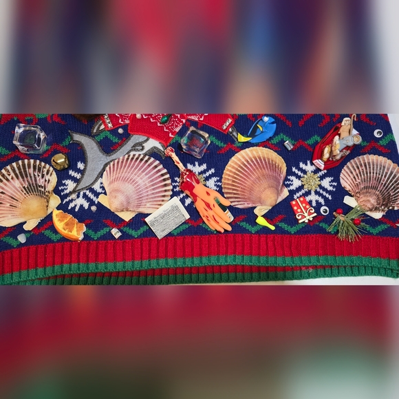 One of a Kind "Sharks Steal Christmas" Sweater Unisex Large - Picture 13 of 15